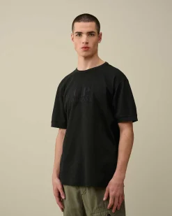 C.P. Company Piquet Waffle Logo T-Shirt Black Store