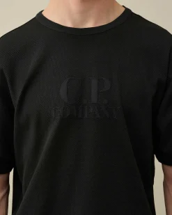 C.P. Company Piquet Waffle Logo T-Shirt Black Store