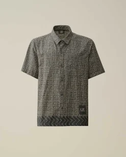 C.P. Company Popeline Baja Print Shirt Black Cheap