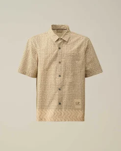 C.P. Company Popeline Baja Print Shirt Pistachio Shell-Beige Online