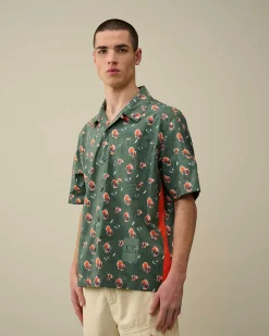 C.P. Company Popeline Sponged Print Shirt Duck Green Hot