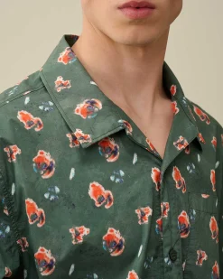 C.P. Company Popeline Sponged Print Shirt Duck Green Hot