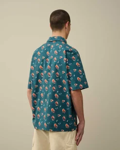 C.P. Company Popeline Sponged Print Shirt Ink Blue Cheap