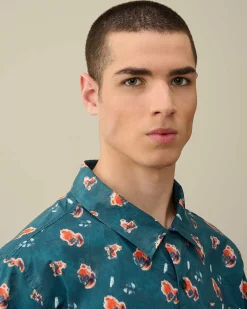 C.P. Company Popeline Sponged Print Shirt Ink Blue Cheap