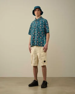 C.P. Company Popeline Sponged Print Shirt Ink Blue Cheap