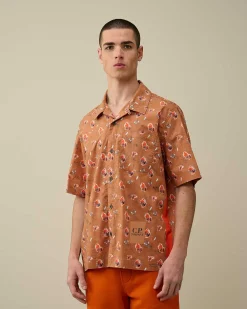 C.P. Company Popeline Sponged Print Shirt Pastry Shell-Orange Shop
