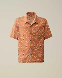 C.P. Company Popeline Sponged Print Shirt Pastry Shell-Orange Shop