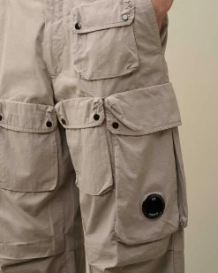 C.P. Company Rip-Stop Loose Utility Cargo Pants Drizzle Grey Cheap