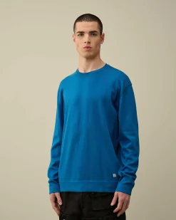 C.P. Company Sea Island Logo Knit Lyons Blu-Blue Clearance