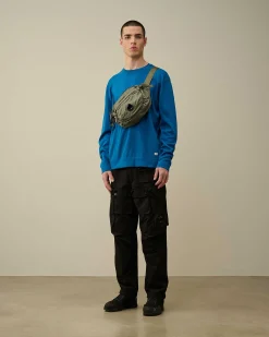 C.P. Company Sea Island Logo Knit Lyons Blu-Blue Clearance