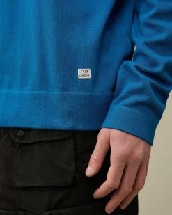 C.P. Company Sea Island Logo Knit Lyons Blu-Blue Clearance