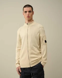 C.P. Company Sea Island Zipped Knit Pistachio Shell-Beige Cheap