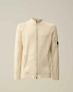 C.P. Company Sea Island Zipped Knit Pistachio Shell-Beige Cheap