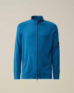 C.P. Company Sea Island Zipped Knit Lyons Blu-Blue Discount