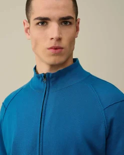 C.P. Company Sea Island Zipped Knit Lyons Blu-Blue Discount