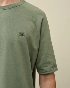 C.P. Company 30/1 Sponge Fleece Short Sleeved Sweatshirt Agave Green Flash Sale
