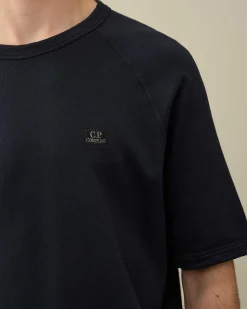 C.P. Company 30/1 Sponge Fleece Short Sleeved Sweatshirt Total Eclipse-Blue Fashion