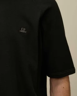 C.P. Company 30/1 Sponge Fleece Short Sleeved Sweatshirt Black Flash Sale