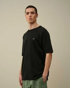 C.P. Company 30/1 Sponge Fleece Short Sleeved Sweatshirt Black Flash Sale
