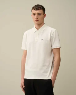C.P. Company Stretch Piquet Regular Polo Shirt Gauze White New