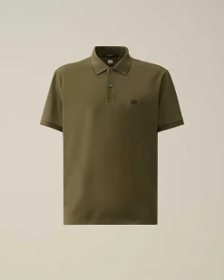 C.P. Company Stretch Piquet Regular Striped Collar Polo Shirt Ivy Green Sale