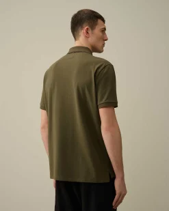 C.P. Company Stretch Piquet Regular Striped Collar Polo Shirt Ivy Green Sale