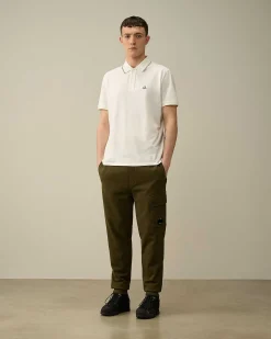 C.P. Company Stretch Piquet Regular Striped Collar Polo Shirt Gauze White Flash Sale