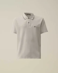 C.P. Company Stretch Piquet Regular Striped Collar Polo Shirt Drizzle Grey Sale