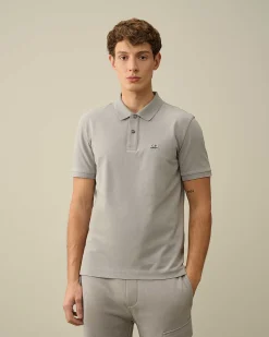 C.P. Company Stretch Piquet Slim Polo Shirt Drizzle Grey Sale
