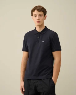 C.P. Company Stretch Piquet Slim Polo Shirt Total Eclipse-Blue Best