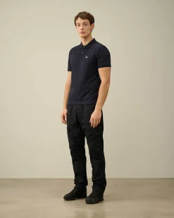C.P. Company Stretch Piquet Slim Polo Shirt Total Eclipse-Blue Best