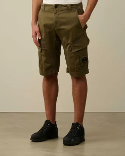 C.P. Company Stretch Sateen Cargo Shorts Ivy Green Outlet