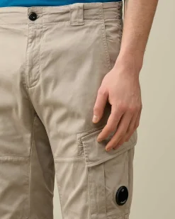 C.P. Company Stretch Sateen Cargo Shorts Drizzle Grey Best