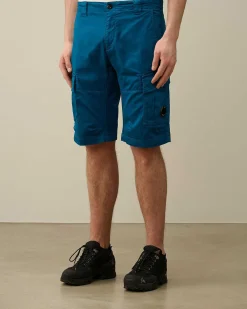 C.P. Company Stretch Sateen Cargo Shorts Ink Blue Sale