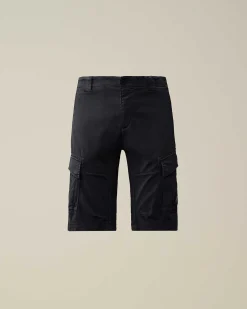 C.P. Company Stretch Sateen Cargo Shorts Total Eclipse-Blue Online