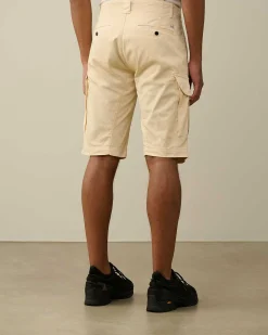 C.P. Company Stretch Sateen Cargo Shorts Pistachio Shell-Beige Outlet