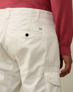 C.P. Company Stretch Sateen Cargo Shorts Gauze White Store