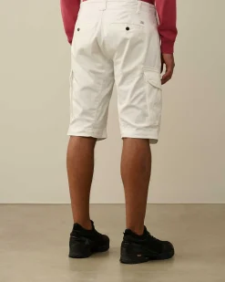 C.P. Company Stretch Sateen Cargo Shorts Gauze White Store