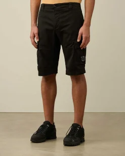 C.P. Company Stretch Sateen Cargo Shorts Black Best