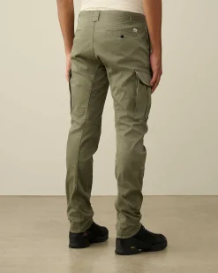 C.P. Company Stretch Sateen Ergonomic Lens Cargo Pants Agave Green Hot
