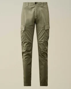 C.P. Company Stretch Sateen Ergonomic Lens Cargo Pants Agave Green Hot