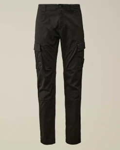 C.P. Company Stretch Sateen Ergonomic Lens Cargo Pants Black Flash Sale