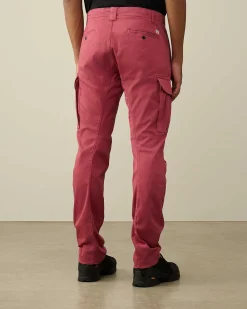 C.P. Company Stretch Sateen Ergonomic Lens Cargo Pants Red Bud New