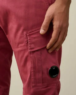 C.P. Company Stretch Sateen Ergonomic Lens Cargo Pants Red Bud New