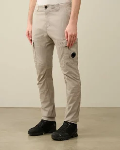 C.P. Company Stretch Sateen Ergonomic Lens Cargo Pants Drizzle Grey New