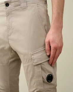 C.P. Company Stretch Sateen Ergonomic Lens Cargo Pants Drizzle Grey New