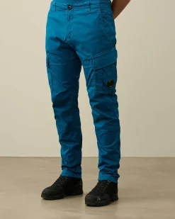 C.P. Company Stretch Sateen Ergonomic Lens Cargo Pants Ink Blue Discount