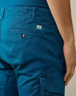 C.P. Company Stretch Sateen Ergonomic Lens Cargo Pants Ink Blue Discount