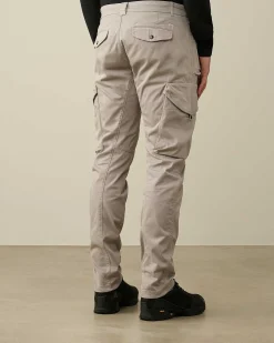 C.P. Company Stretch Sateen Ergonomic Lens Utility Pants Drizzle Grey Flash Sale