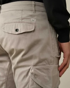 C.P. Company Stretch Sateen Ergonomic Lens Utility Pants Drizzle Grey Flash Sale